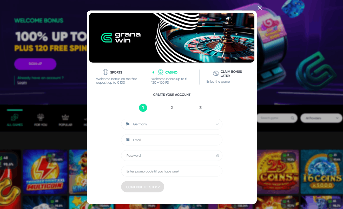 Como se Registar no Granawin Casino – Passo a Passo